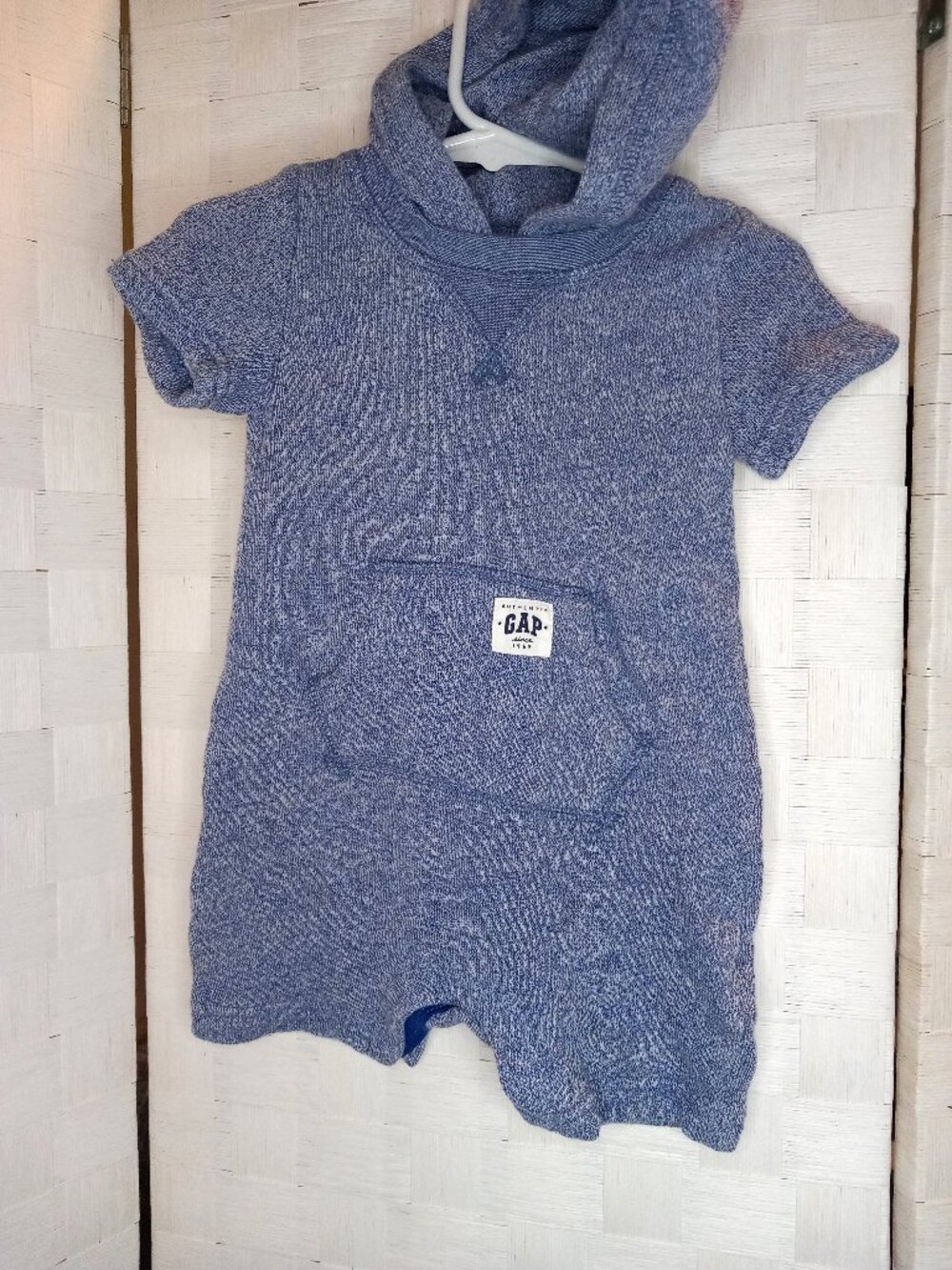 Baby Gap Blue Knit Onsie with Hood 6 - 12 months